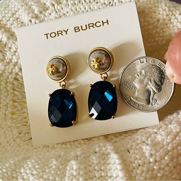 TORY BURCH Dangle Earrings Roxanne blue crystal - Picture 4 of 7